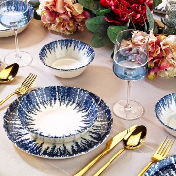 12-osaline portselanist söögikomplekt, valge/sinine