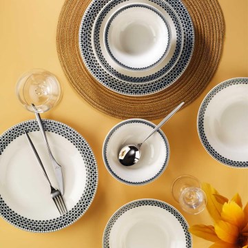 12-osaline portselansöögikomplekt, valge/must