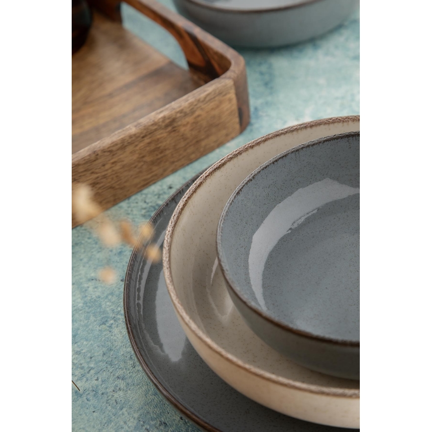 16-osaline portselanist söögikomplekt, hall/beež