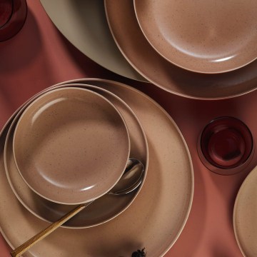 16-osaline portselanist söögikomplekt, pruun/beež