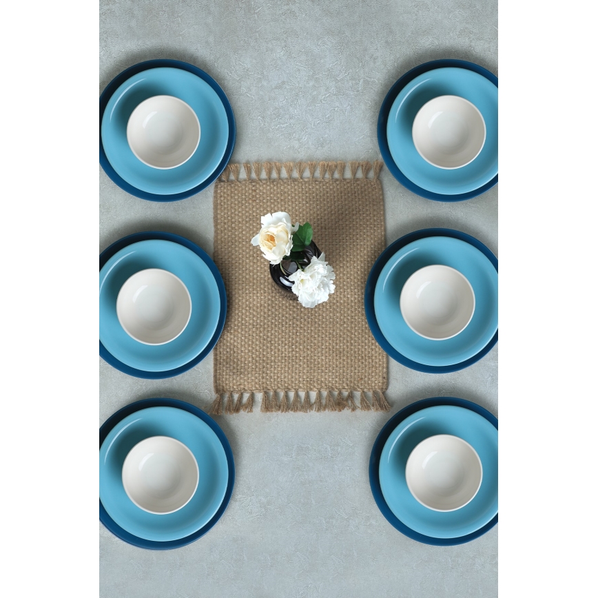 18-osaline keraamiline söögikomplekt, sinine/valge