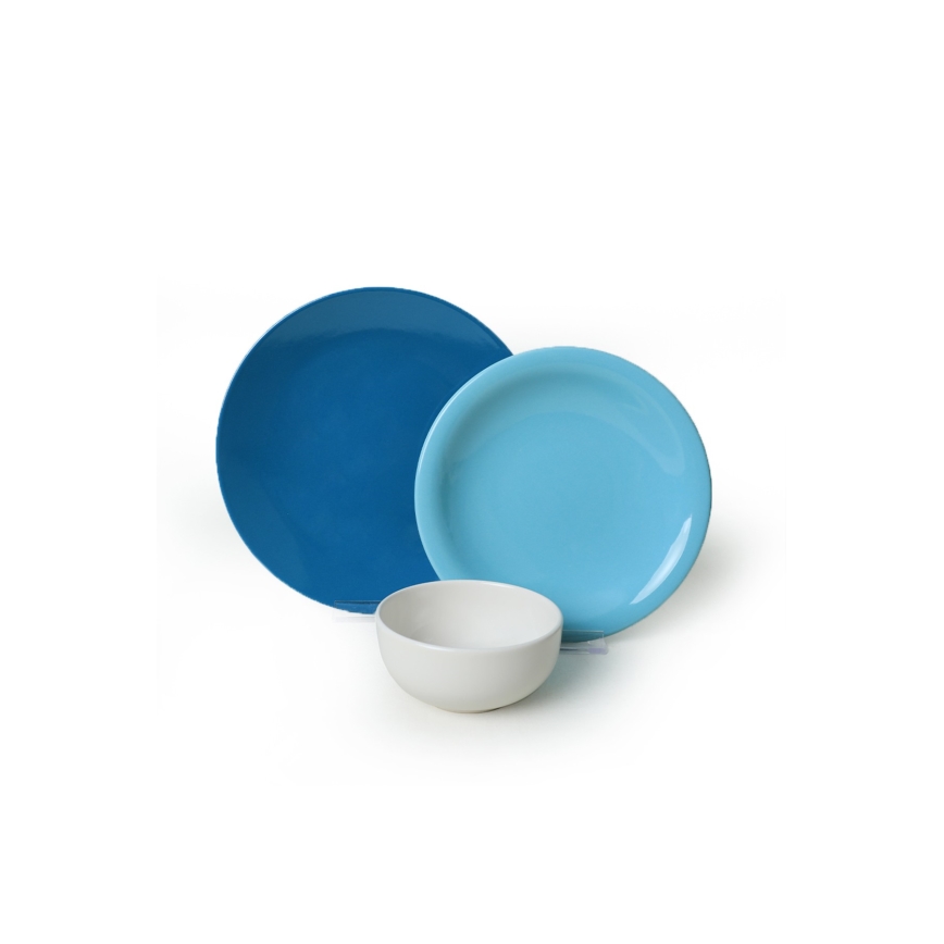 18-osaline keraamiline söögikomplekt, sinine/valge