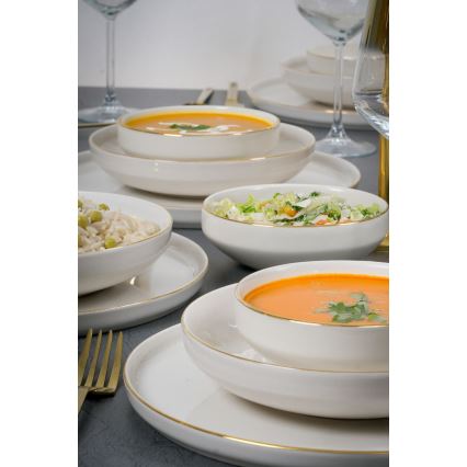 18-osaline portselanist söögikomplekt, valge/kuldne