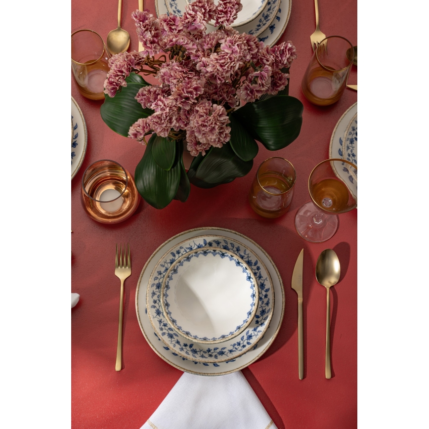 18-osaline portselanist söögikomplekt, valge/sinine