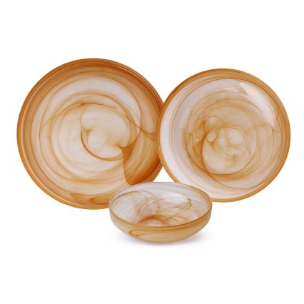 18-osaline söögikomplekt, oranž/klaas