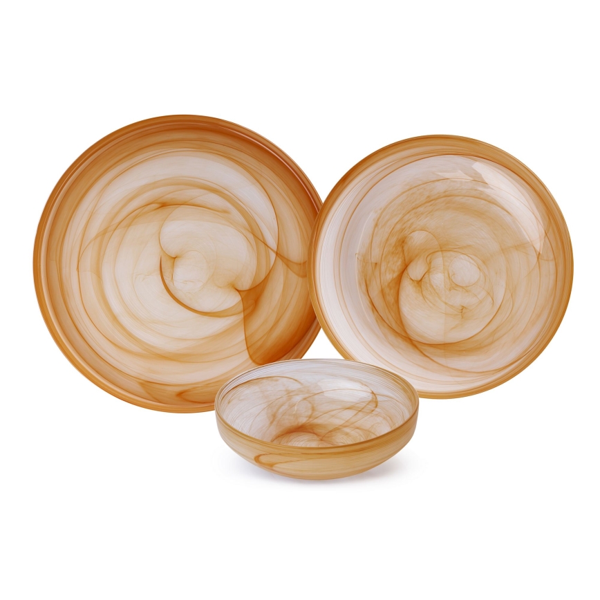 18-osaline söögikomplekt, oranž/klaas