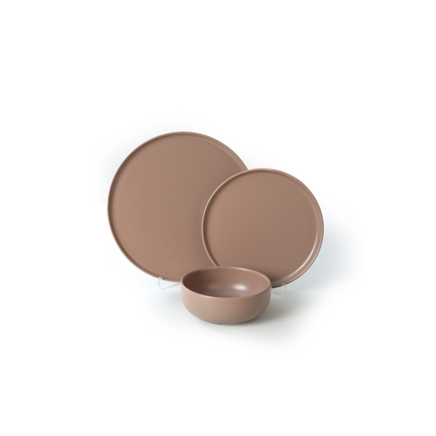 18-osaline sööginõude komplekt pruun/keraamiline