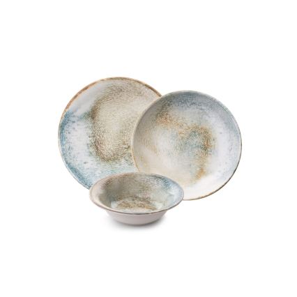 18-osaline värviline portselanist söögikomplekt