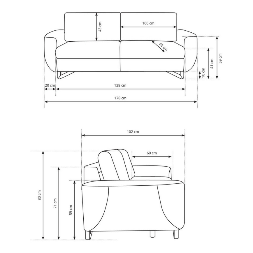 2-kohaline diivan AVESTA, hall