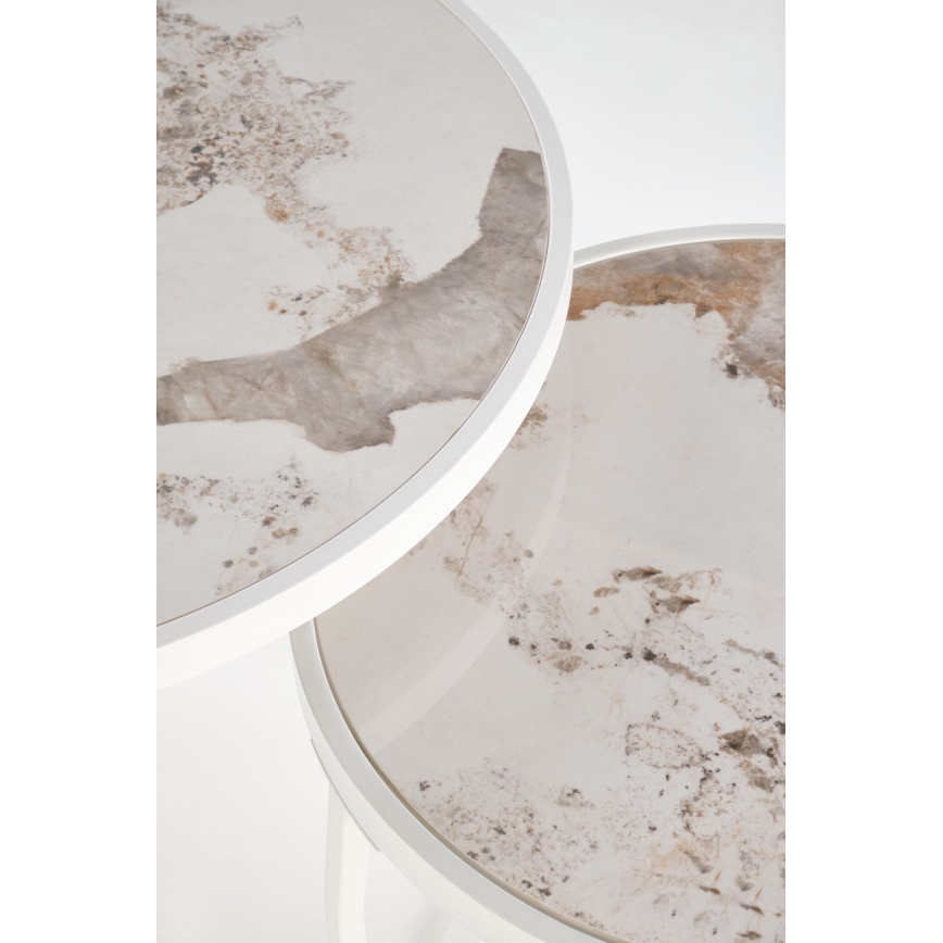 2-osaline AURORO kohvilaudade komplekt, beež/valge