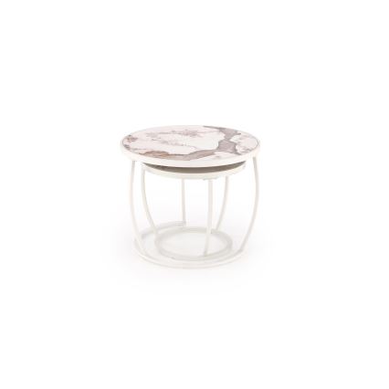 2-osaline AURORO kohvilaudade komplekt, beež/valge