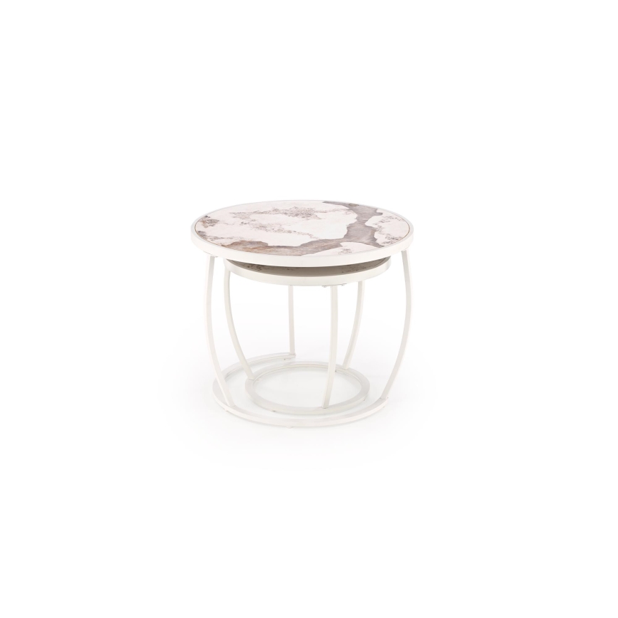 2-osaline AURORO kohvilaudade komplekt, beež/valge