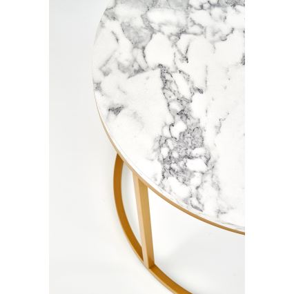 2-osaline PACILA kohvilauakomplekt, marmor/kuldne viimistlus