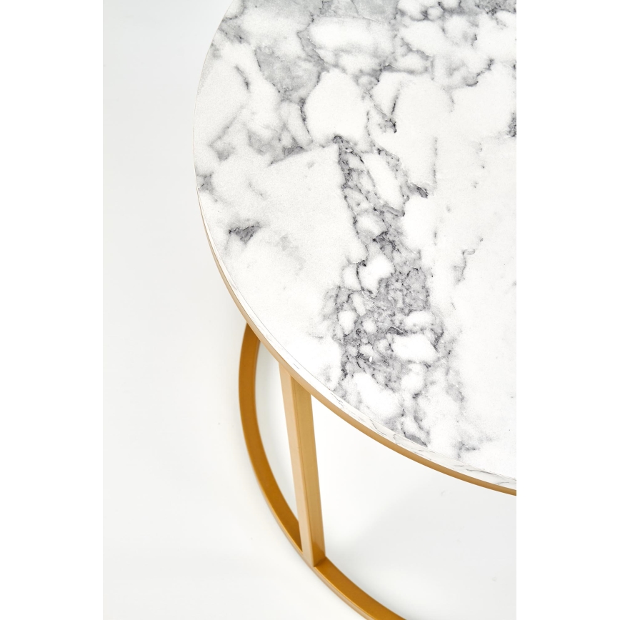 2-osaline PACILA kohvilauakomplekt, marmor/kuldne viimistlus