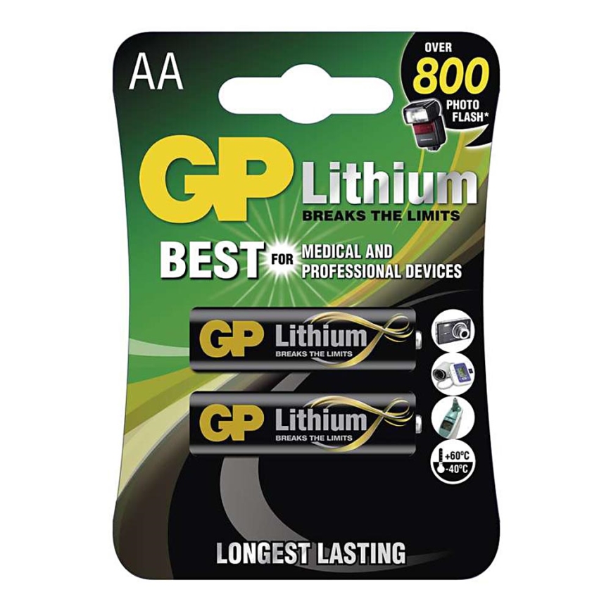 2 tk liitiumpatarei AA GP LITHIUM 1,5V