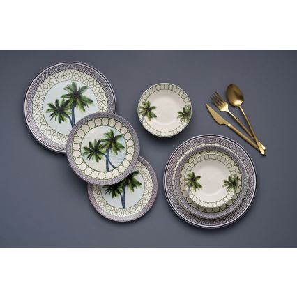 24-osaline erksavärviline keraamiline sööginõude komplekt