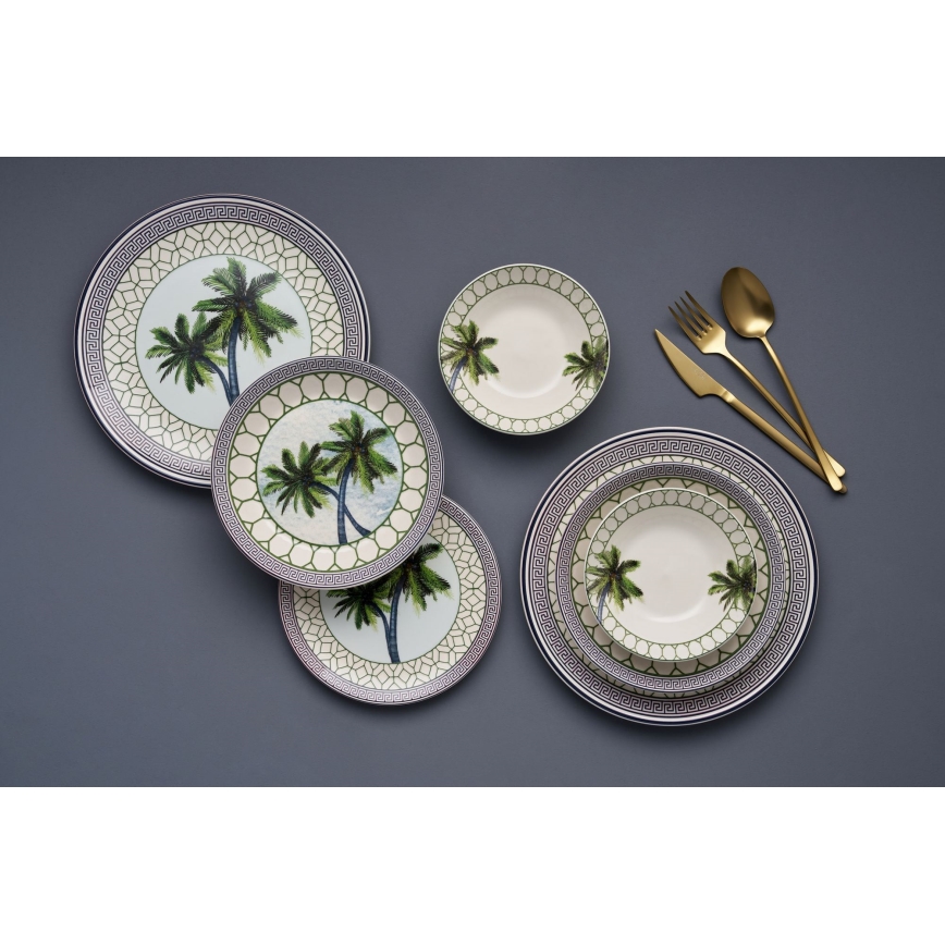 24-osaline erksavärviline keraamiline sööginõude komplekt