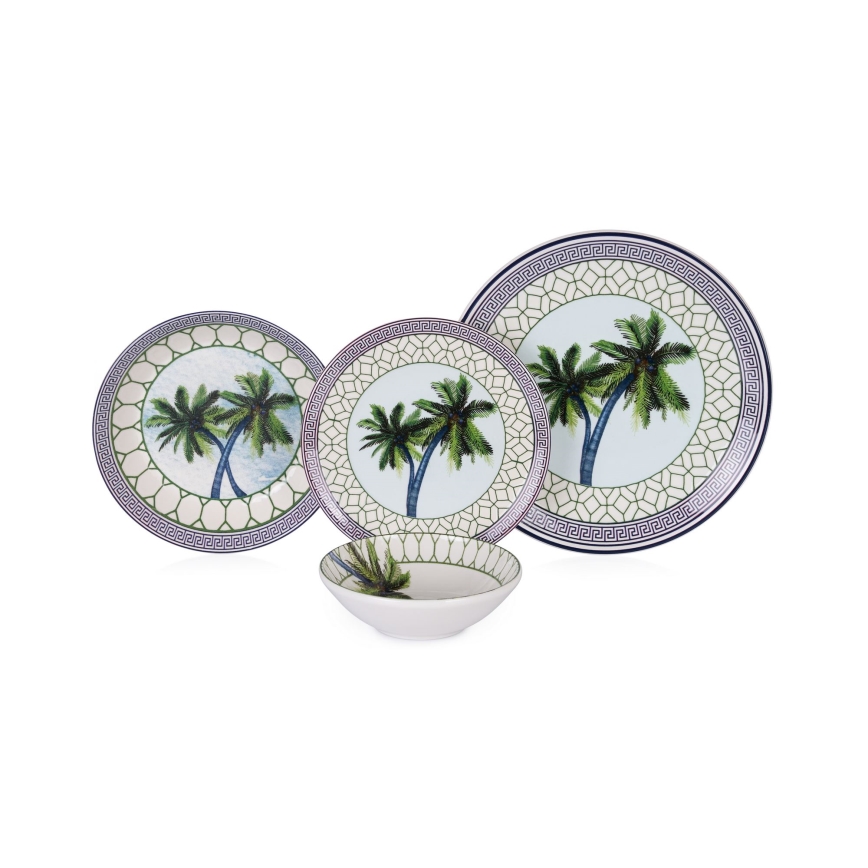 24-osaline erksavärviline keraamiline sööginõude komplekt