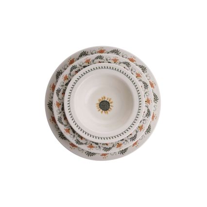 24-osaline erksavärviline portselanist sööginõude komplekt