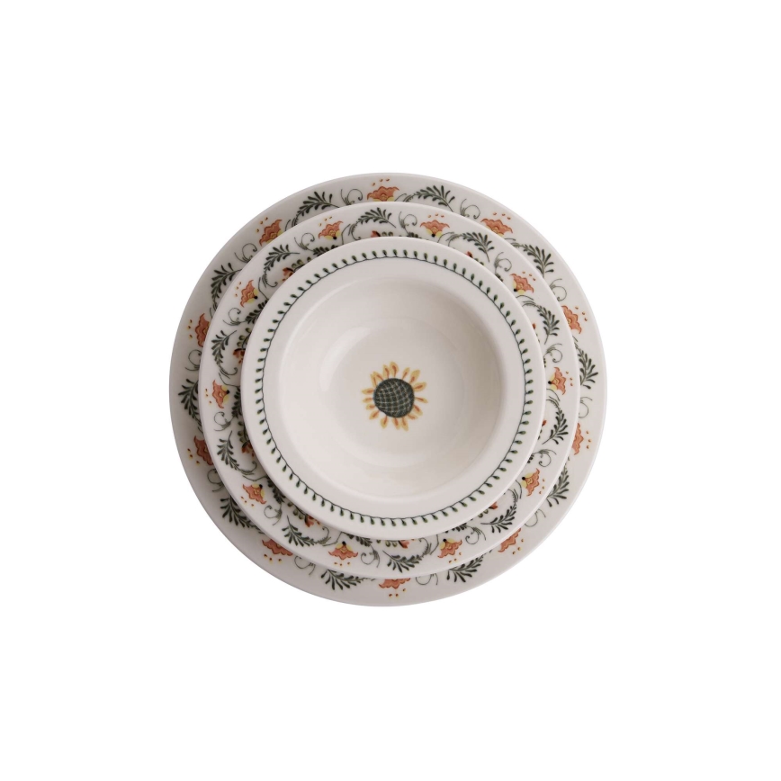 24-osaline erksavärviline portselanist sööginõude komplekt