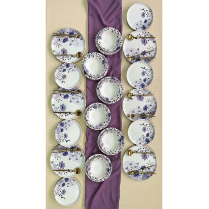 24-osaline keraamiline söögikomplekt, valge/lilla