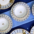 24-osaline keraamiline söögikomplekt valge/sinine/kuldne