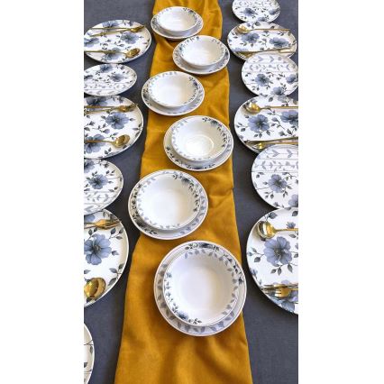 24-osaline keraamiline sööginõude komplekt, valge/sinine