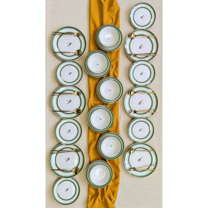 24-osaline lauanõude komplekt valge/roheline/kuldne/keraamika