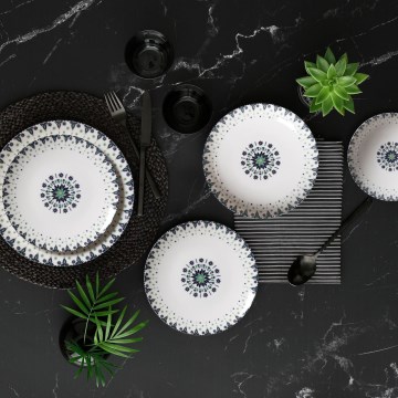 24-osaline lauanõude komplekt, valge/sinine, portselanist