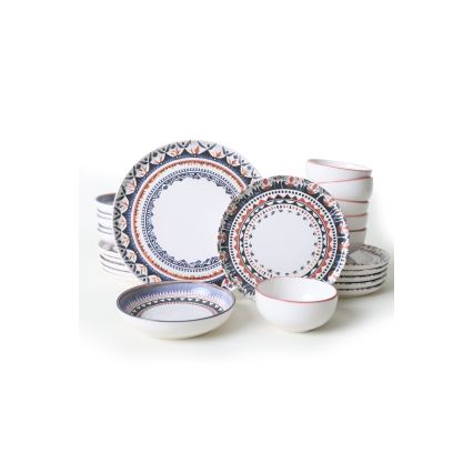 24-osaline mitmevärviline keraamiline nõudekomplekt