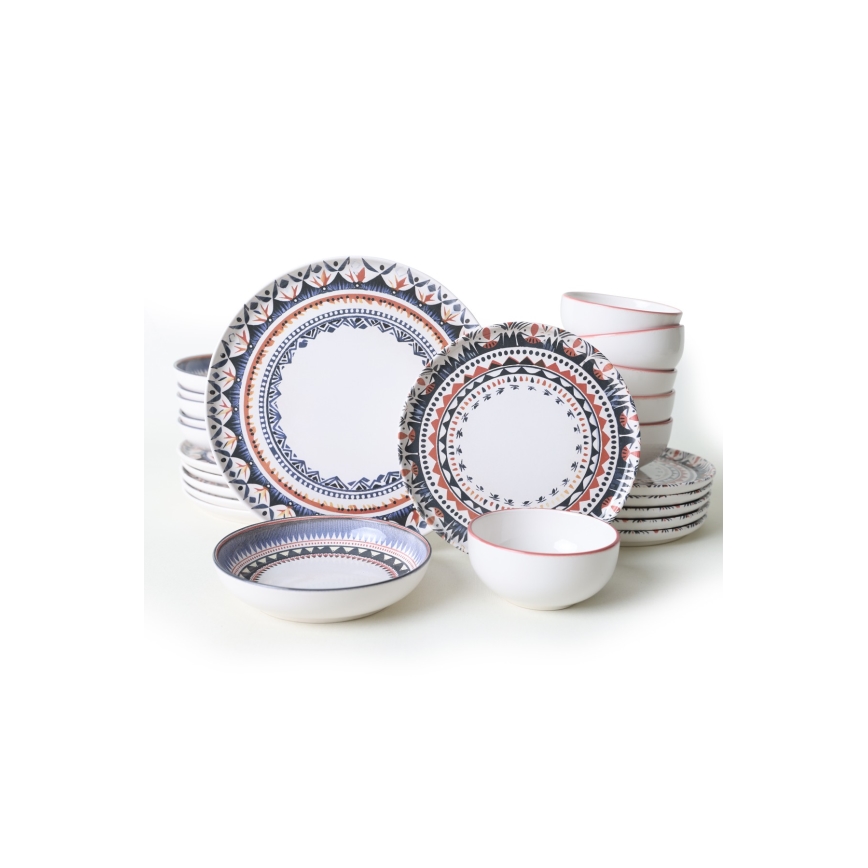 24-osaline mitmevärviline keraamiline nõudekomplekt