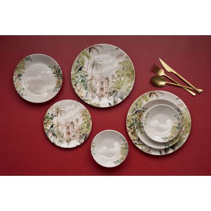 24-osaline mitmevärviline keraamiline söögikomplekt