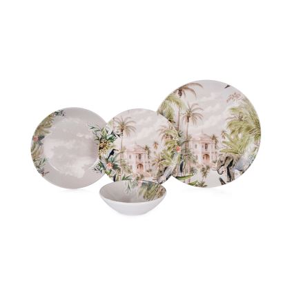 24-osaline mitmevärviline keraamiline söögikomplekt