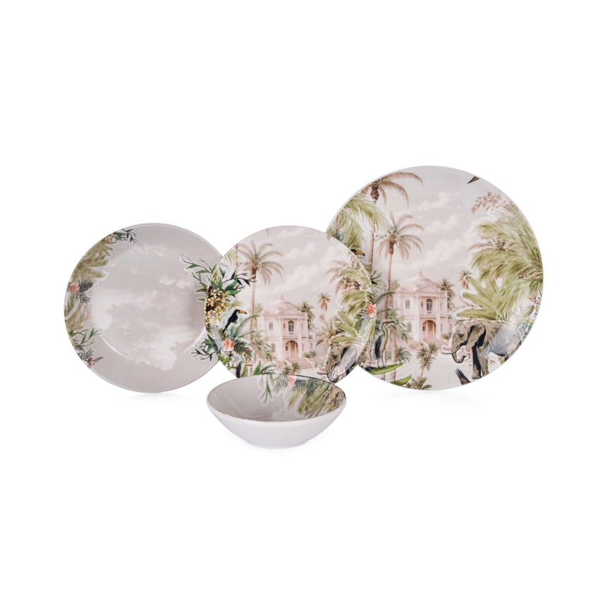 24-osaline mitmevärviline keraamiline söögikomplekt