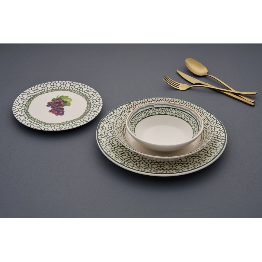 24-osaline mitmevärviline keraamiline söögikomplekt