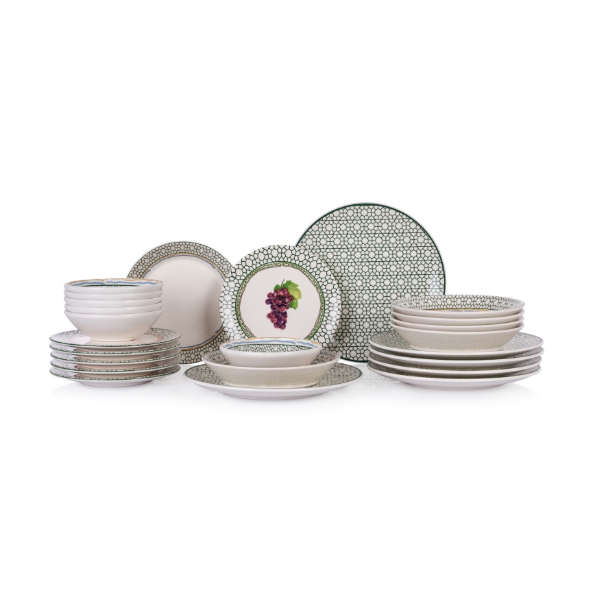 24-osaline mitmevärviline keraamiline söögikomplekt