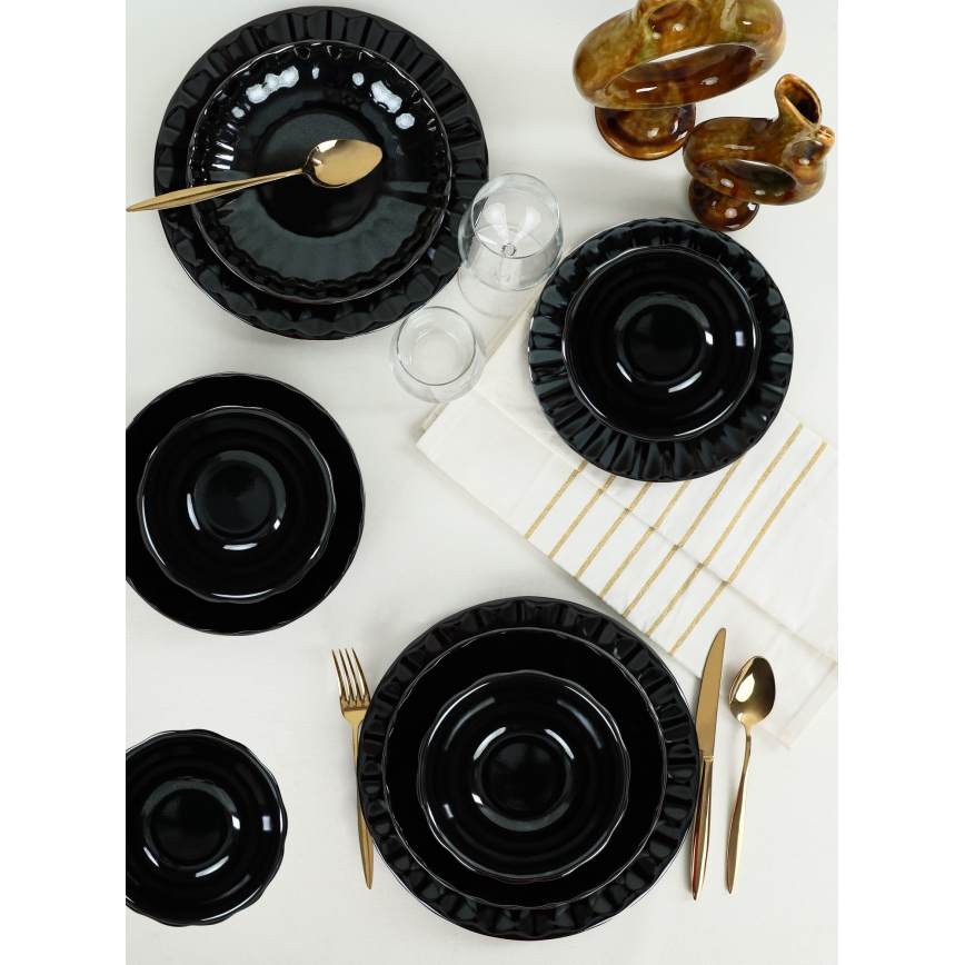 24-osaline mustast keraamikast söögikomplekt