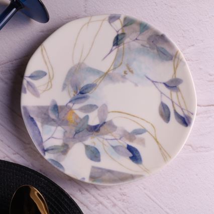 24-osaline portselanist lauanõude komplekt, valge/sinine