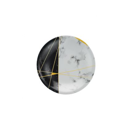 24-osaline portselanist söögikomplekt must/valge/kuldne