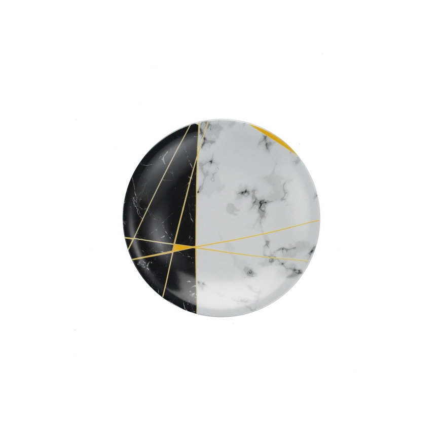 24-osaline portselanist söögikomplekt must/valge/kuldne