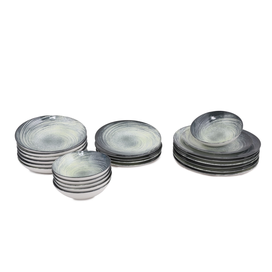 24-osaline portselanist söögikomplekt, roheline/must