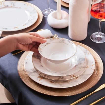 24-osaline portselanist söögikomplekt, valge/hall