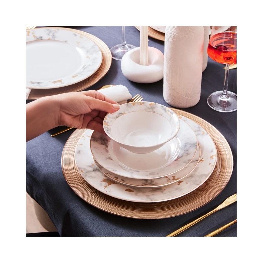 24-osaline portselanist söögikomplekt, valge/hall