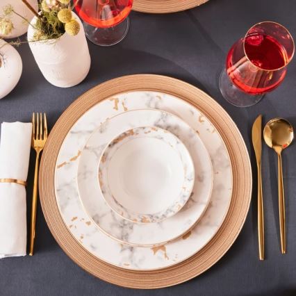 24-osaline portselanist söögikomplekt, valge/hall