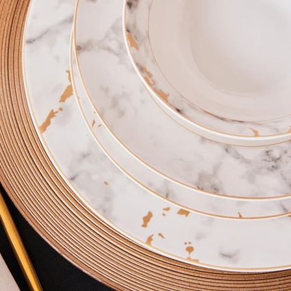 24-osaline portselanist söögikomplekt, valge/hall