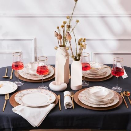 24-osaline portselanist söögikomplekt, valge/hall