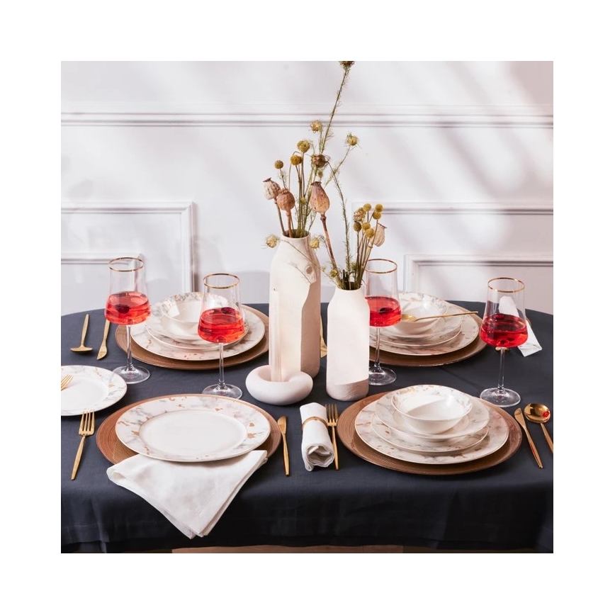 24-osaline portselanist söögikomplekt, valge/hall