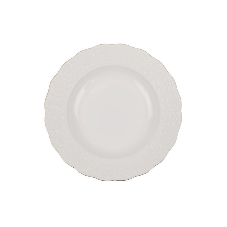24-osaline portselanist söögikomplekt, valge/kuldne