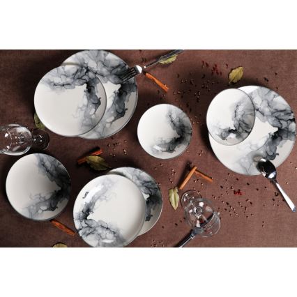 24-osaline portselanist söögikomplekt, valge/must