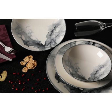 24-osaline portselanist söögikomplekt, valge/must